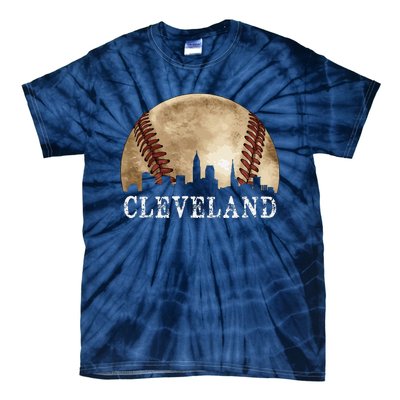 Cleveland Skyline City Vintage Baseball Lover Tie-Dye T-Shirt