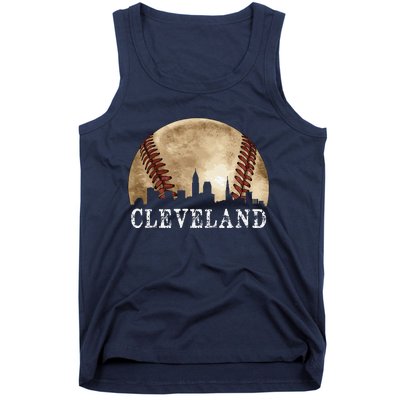 Cleveland Skyline City Vintage Baseball Lover Tank Top