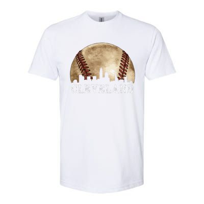 Cleveland Skyline City Vintage Baseball Lover Softstyle CVC T-Shirt