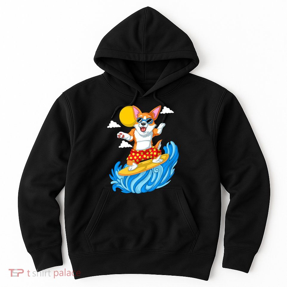 Corgi Surfing Hoodie