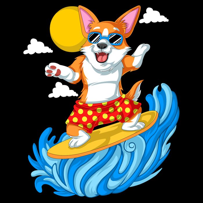 Corgi Surfing Button