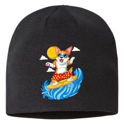 Corgi Surfing Sustainable Beanie