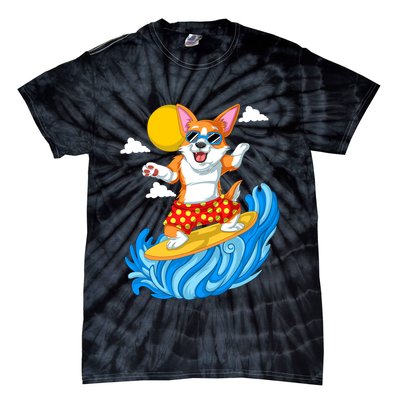 Corgi Surfing Tie-Dye T-Shirt