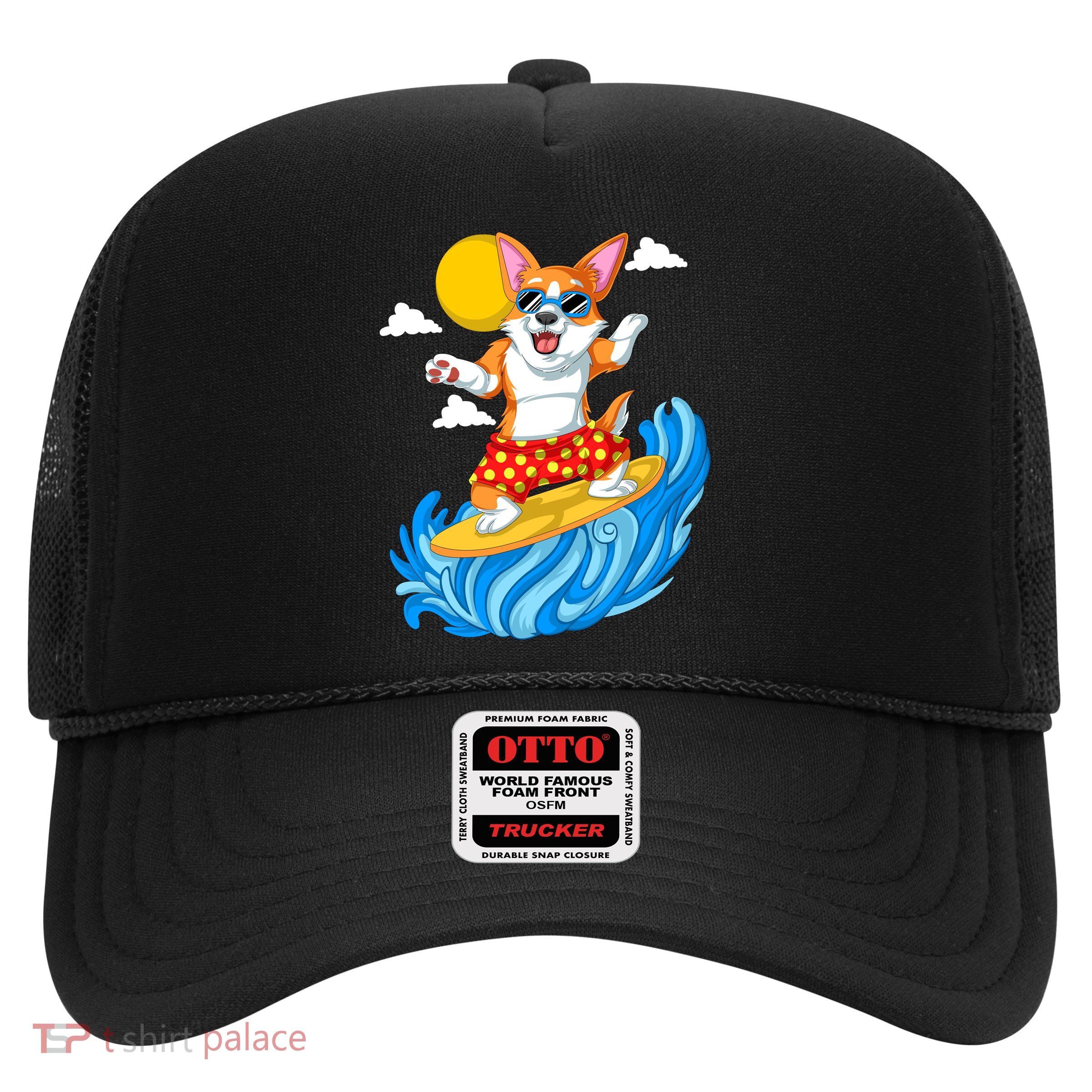 Corgi Surfing Trucker Hat
