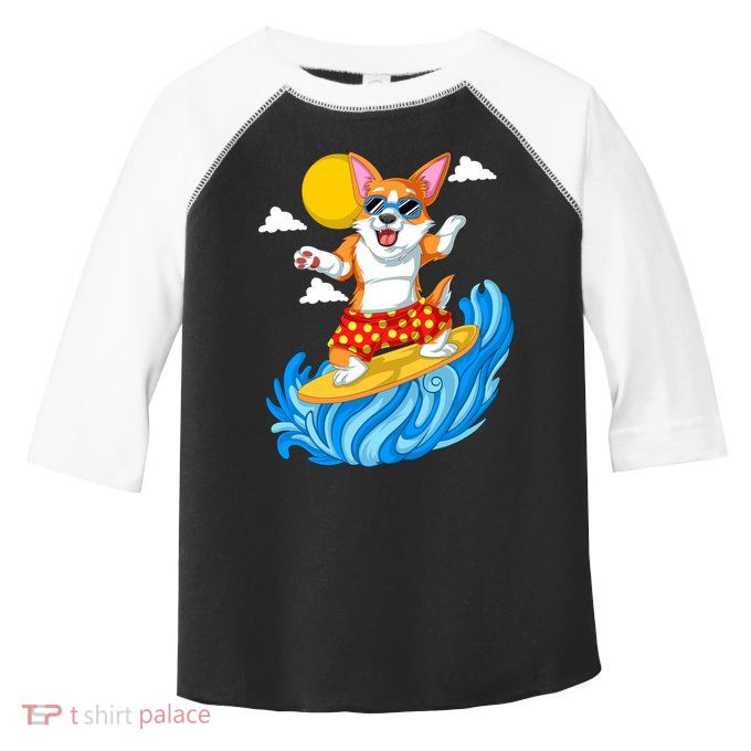 Corgi Surfing Toddler Fine Jersey T-Shirt