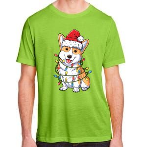 Corgi Santa Christmas Tree Lights Xmas Funny Gift Gift Adult ChromaSoft Performance T-Shirt