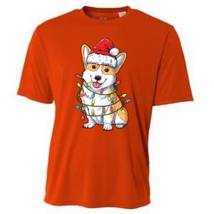 Corgi Santa Christmas Tree Lights Xmas Funny Gift Gift Cooling Performance Crew T-Shirt