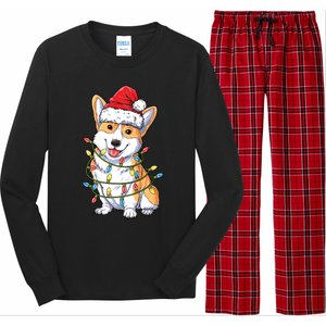 Corgi Santa Christmas Tree Lights Xmas Funny Gift Gift Long Sleeve Pajama Set