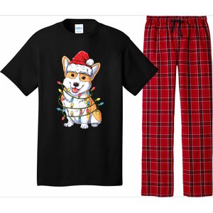 Corgi Santa Christmas Tree Lights Xmas Funny Gift Gift Pajama Set