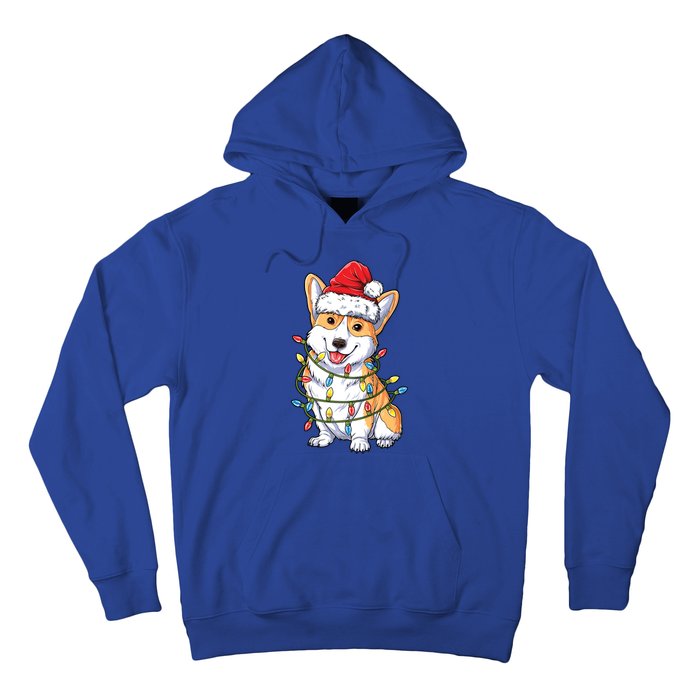 Corgi Santa Christmas Tree Lights Xmas Funny Gift Gift Hoodie