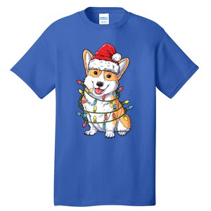 Corgi Santa Christmas Tree Lights Xmas Funny Gift Gift Tall T-Shirt