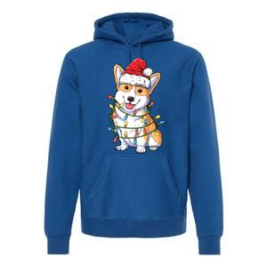 Corgi Santa Christmas Tree Lights Xmas Funny Gift Gift Premium Hoodie