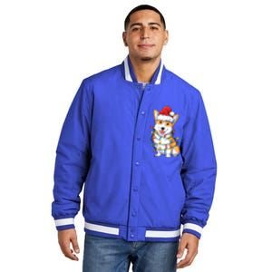 Corgi Santa Christmas Tree Lights Xmas Funny Gift Gift Insulated Varsity Jacket