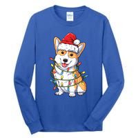 Corgi Santa Christmas Tree Lights Xmas Funny Gift Gift Tall Long Sleeve T-Shirt