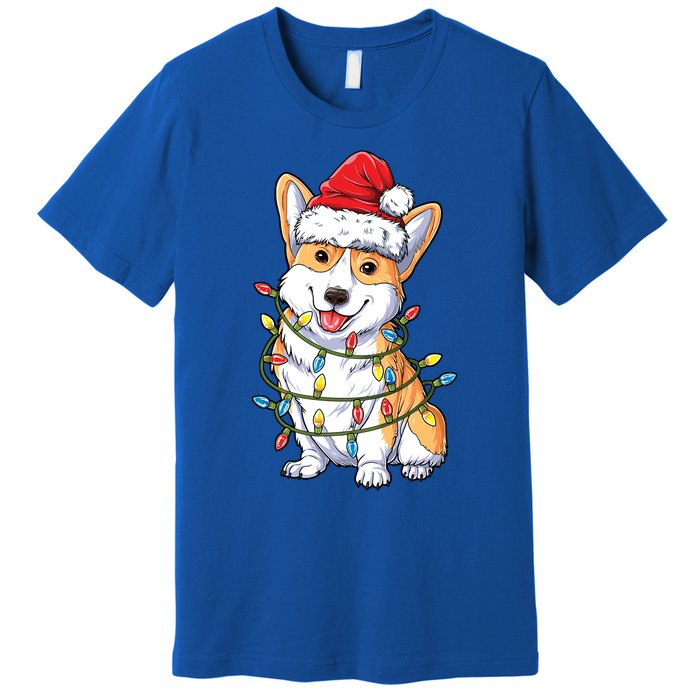 Corgi Santa Christmas Tree Lights Xmas Funny Gift Gift Premium T-Shirt