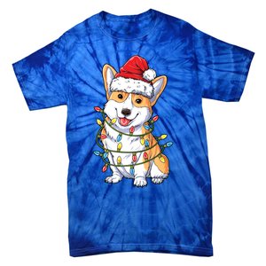 Corgi Santa Christmas Tree Lights Xmas Funny Gift Gift Tie-Dye T-Shirt