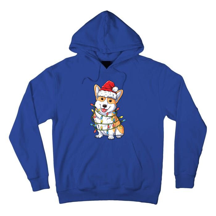 Corgi Santa Christmas Tree Lights Xmas Funny Gift Gift Tall Hoodie