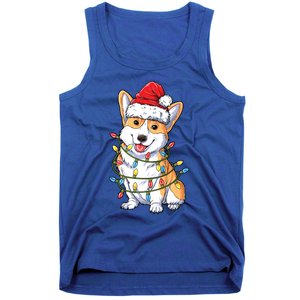 Corgi Santa Christmas Tree Lights Xmas Funny Gift Gift Tank Top