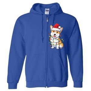 Corgi Santa Christmas Tree Lights Xmas Funny Gift Gift Full Zip Hoodie