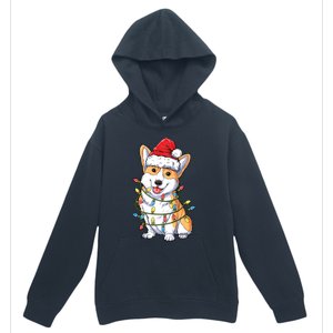 Corgi Santa Christmas Tree Lights Xmas Funny Gift Gift Urban Pullover Hoodie