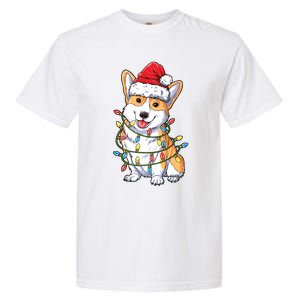 Corgi Santa Christmas Tree Lights Xmas Funny Gift Gift Garment-Dyed Heavyweight T-Shirt