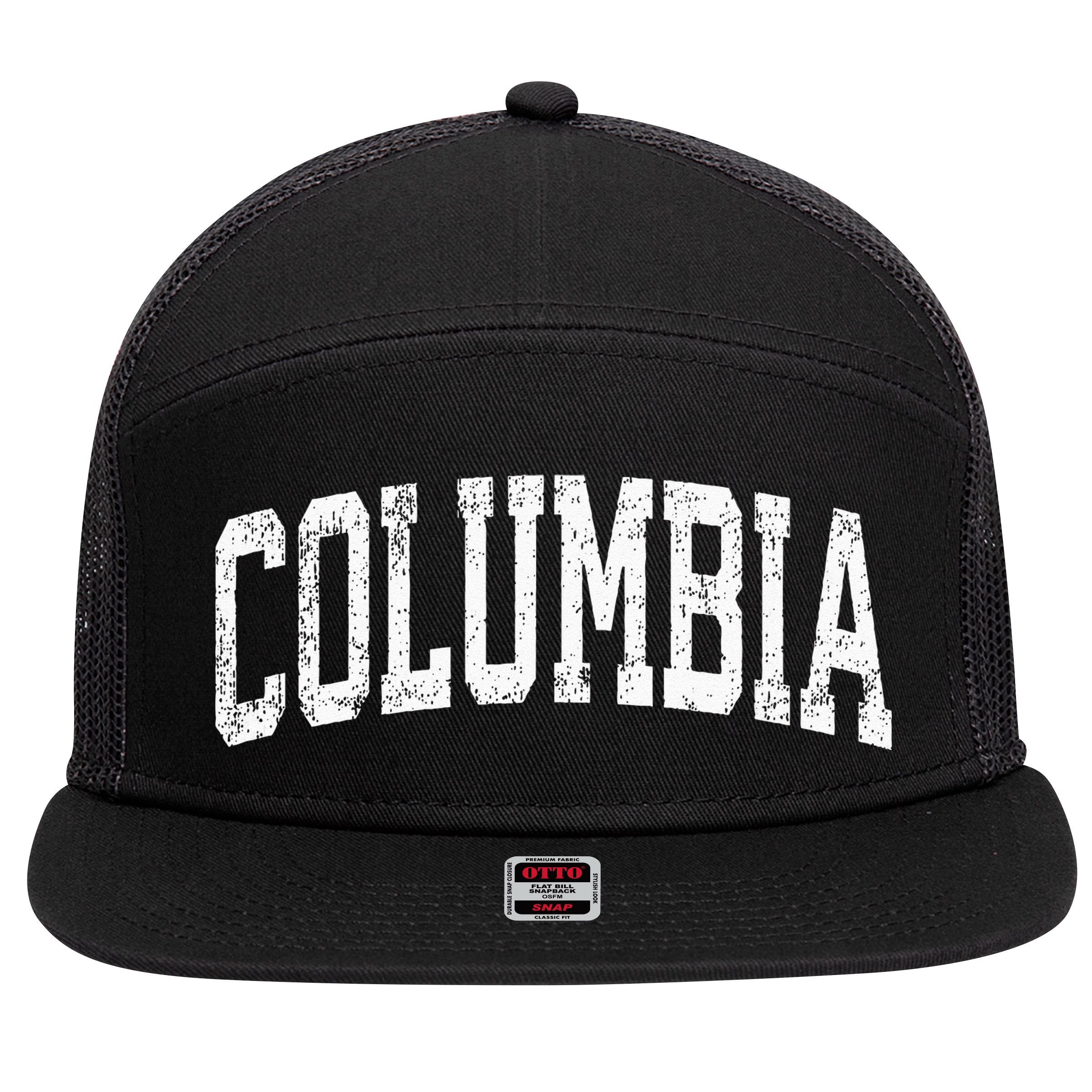 Columbia South Carolina SC Vintage Athletic Sports 7 Panel Mesh Trucker Snapback Hat