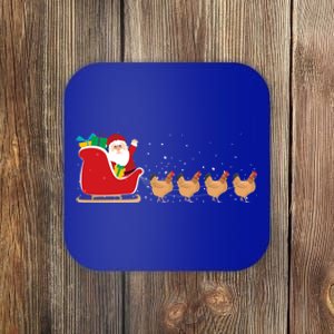 Chicken Santa Christmas Sleigh Funny Chicken Xmas Gift Coaster