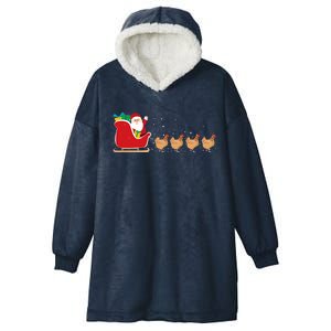 Chicken Santa Christmas Sleigh Funny Chicken Xmas Gift Hooded Wearable Blanket