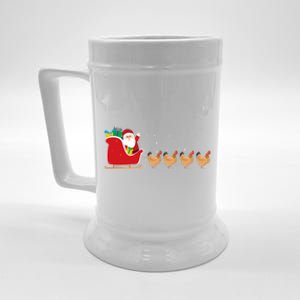 Chicken Santa Christmas Sleigh Funny Chicken Xmas Gift Beer Stein