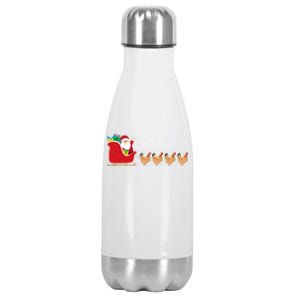 Chicken Santa Christmas Sleigh Funny Chicken Xmas Gift Stainless Steel Insulated Water Bottle