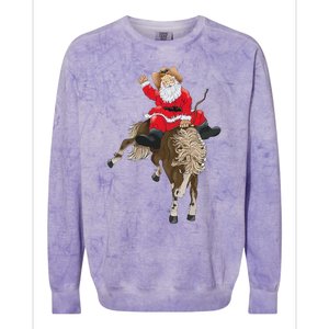 Cowboy Santa Claus Riding A Horse Christmas Cowboy Colorblast Crewneck Sweatshirt