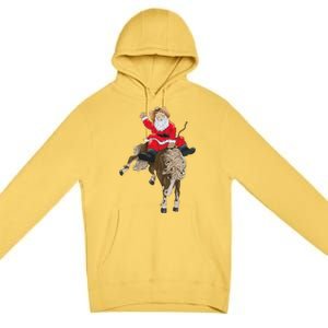 Cowboy Santa Claus Riding A Horse Christmas Cowboy Premium Pullover Hoodie