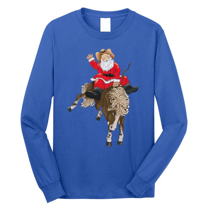 Cowboy Santa Claus Riding A Horse Christmas Cowboy Long Sleeve Shirt