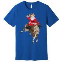 Cowboy Santa Claus Riding A Horse Christmas Cowboy Premium T-Shirt