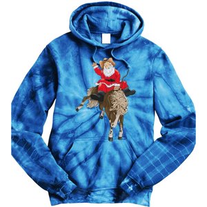 Cowboy Santa Claus Riding A Horse Christmas Cowboy Tie Dye Hoodie