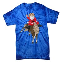 Cowboy Santa Claus Riding A Horse Christmas Cowboy Tie-Dye T-Shirt