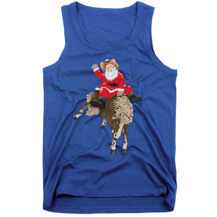 Cowboy Santa Claus Riding A Horse Christmas Cowboy Tank Top