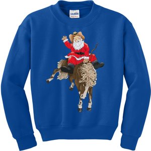 Cowboy Santa Claus Riding A Horse Christmas Cowboy Kids Sweatshirt