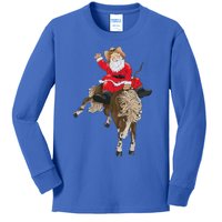 Cowboy Santa Claus Riding A Horse Christmas Cowboy Kids Long Sleeve Shirt