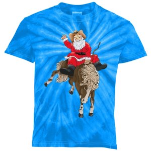 Cowboy Santa Claus Riding A Horse Christmas Cowboy Kids Tie-Dye T-Shirt