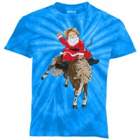 Cowboy Santa Claus Riding A Horse Christmas Cowboy Kids Tie-Dye T-Shirt