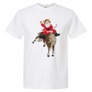 Cowboy Santa Claus Riding A Horse Christmas Cowboy Garment-Dyed Heavyweight T-Shirt