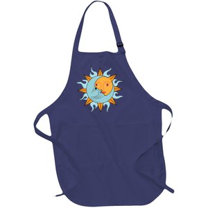 Cute Sun Cute Moon Half Son Half Moon Valentines Gift Full-Length Apron With Pockets