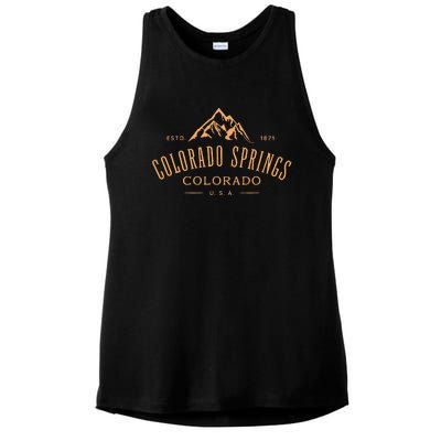 Colorado Springs Colorado Awesome Mountain Design Souvenir Ladies PosiCharge Tri-Blend Wicking Tank