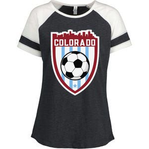 Colorado Soccer City Skyline Futbol Club Match Day Fan Enza Ladies Jersey Colorblock Tee