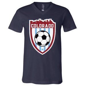 Colorado Soccer City Skyline Futbol Club Match Day Fan V-Neck T-Shirt