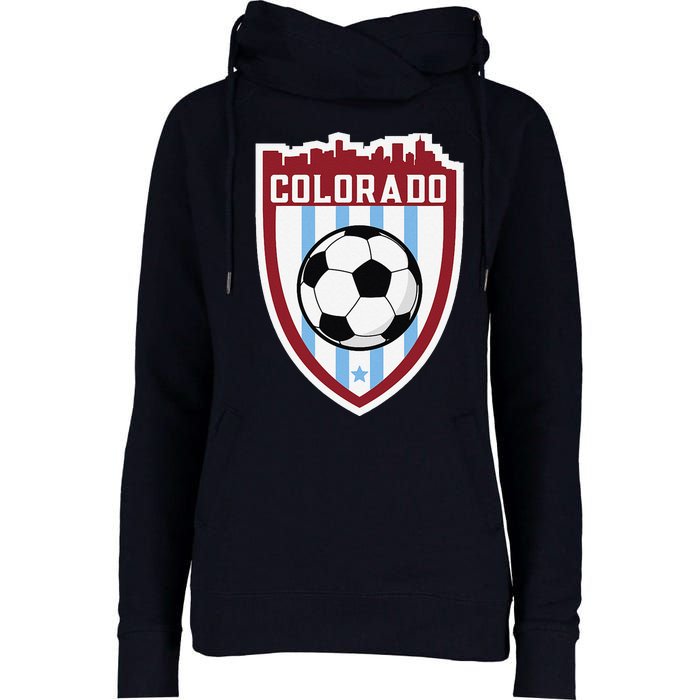 Colorado Soccer City Skyline Futbol Club Match Day Fan Womens Funnel Neck Pullover Hood