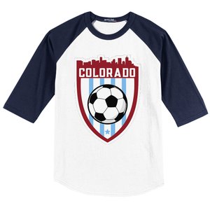 Colorado Soccer City Skyline Futbol Club Match Day Fan Baseball Sleeve Shirt