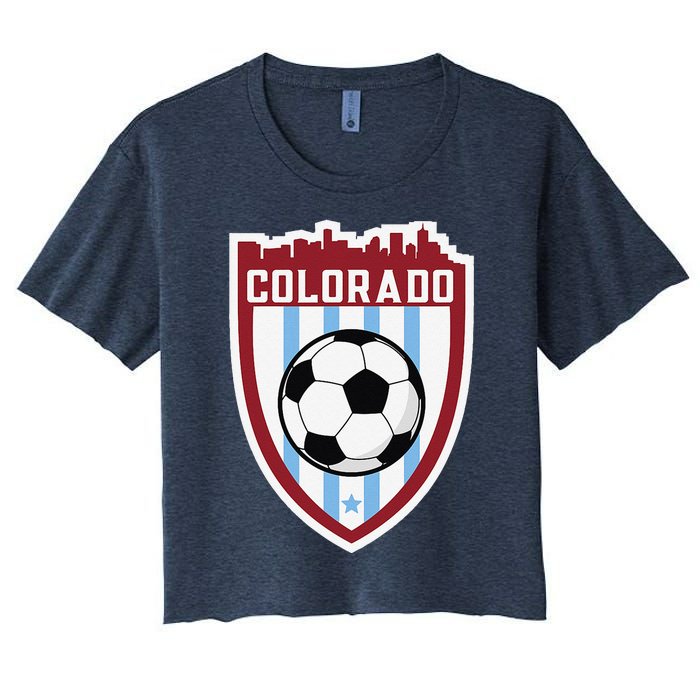 Colorado Soccer City Skyline Futbol Club Match Day Fan Women's Crop Top Tee