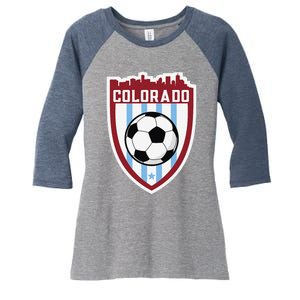 Colorado Soccer City Skyline Futbol Club Match Day Fan Women's Tri-Blend 3/4-Sleeve Raglan Shirt